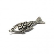 Anh�nger Fisch - patiniert, 925 Silber, 39x14x5mm