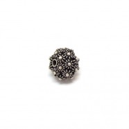 Kugel granulat/ flowers - patiniert, 925 Silber, 14mm