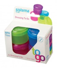 Sistema Dressingbehälter To Go 4er Set rund blau/ grün/ pink/ lila 4 x 35 ml